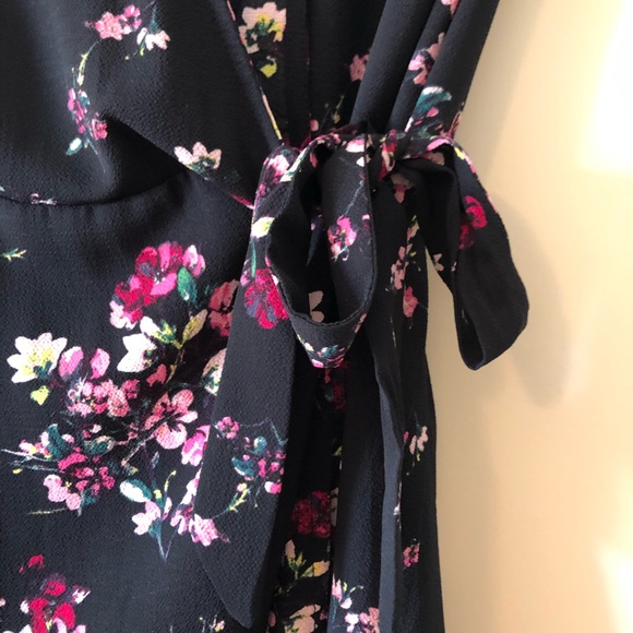 Black Floral Wrap Dress - Picture 3 of 5